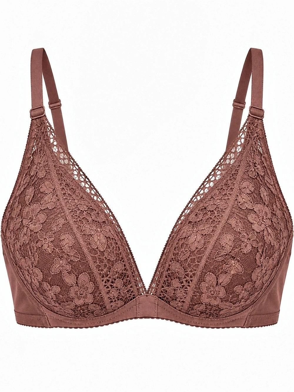 Knix Floral Lace Wireless Deep V Bra – Dusty Mauve – XXL